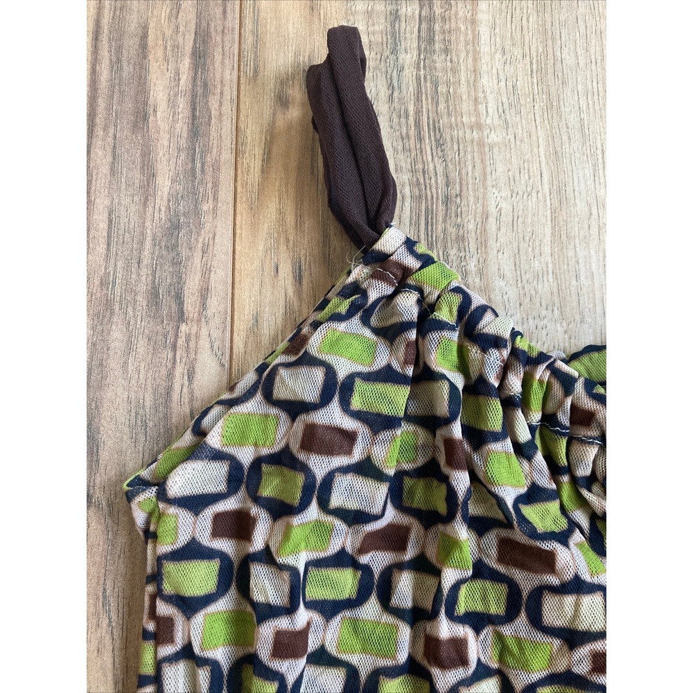 NWT $64 SWEET PEA BY STACY FRATI Hourglass Tie Neck Green Brown Tank Top Large - Picture 9 of 10